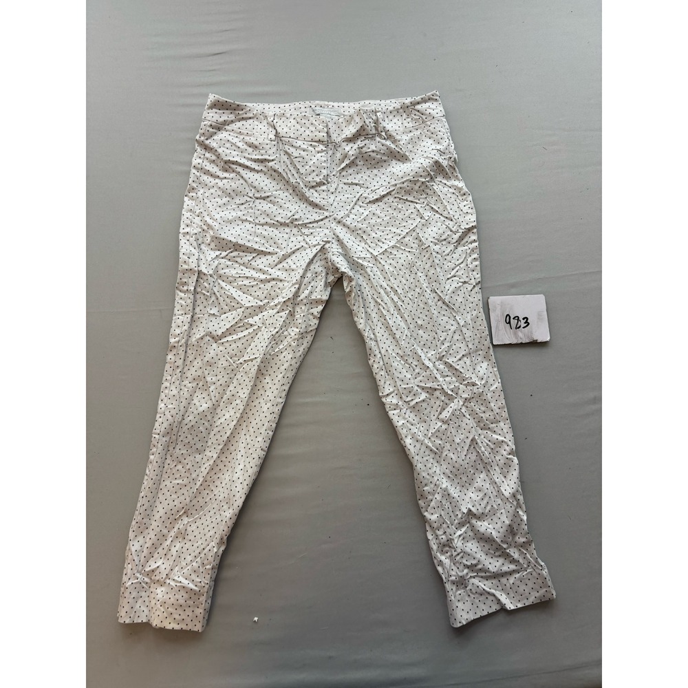New York & Company Polka Dot Stretch Pants White Black Slim Leg Size 6
